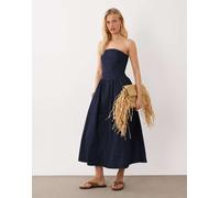Mango - Vestito lungo con spalle scoperte in denim 100% cotone indaco-Blu M