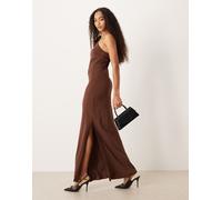 Mango - Vestito lungo monospalla color cioccolato-Arancione XS