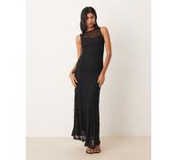 Mango - Vestito lungo nero in pizzo con scollo a barchetta M