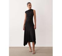 Mango - Vestito lungo senza maniche nero con fondo asimmetrico XS