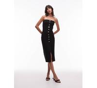 Mango - Vestito midi a fascia nero in maglia compatta con bottoni appariscenti M