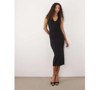 Mango - Vestito midi con scollo a V senza maniche nero XS
