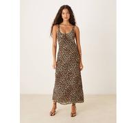 Mango - Vestito midi con scollo rotondo e stampa leopardata-Nero XL