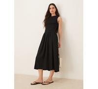 Mango - Vestito midi nero con corpino arricciato e vita scesa XS
