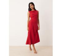 Mango - Vestito midi rosso con scollo a barchetta XS