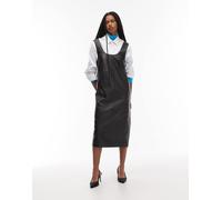 Mango - Vestito midi senza maniche 100% pelle nero con scollo quadrato S