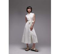 Mango - Vestito midi senza maniche bianco con fiocco sul davanti L
