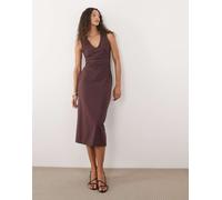 Mango - Vestito midi senza maniche con scollo a V color prugna-Rosso S