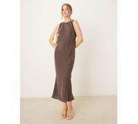 Mango - Vestito midi senza maniche marrone M