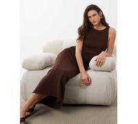 Mango - Vestito midi senza maniche marrone scuro con scollo a barchetta S