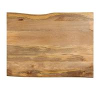 Mango Wood Table Top with Live Edge, 90 x 80 x 2,5 cm Solid Hardwood, Natural Finish, Replacement Desk Countertop for Dining, Kitchen, Office