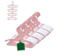 MangoKit 20 Pack di grucce in plastica per bambini,estensibili,28-36,8 cm grucce regolabili per bambini con ganci impilabili,grucce antiscivolo e salva-spazio per bambini Toddler Kids Teen (rosa)