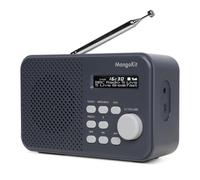 MangoKit MD2 Radio DAB con Bluetooth, radio digitale portatile, alimentata a rete e a batteria, radio FM da cucina, display, 40 stazioni preimpostate, sveglie, orologio, Snooze, cuffie - grigio scuro
