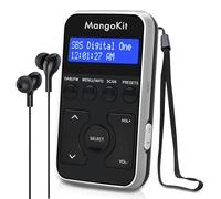 MangoKit MP1 Mini radio portatile DAB/DAB+/FM,con batteria ricaricabile, auricolari,pulsanti bloccabili,display OLED,20 preset di stazione,per camminata/corsaecc (argento nero)