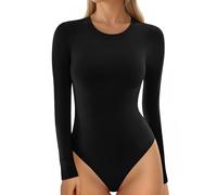 MANGOPOP Tuta da donna a maniche corte a girocollo a maniche lunghe, 001 Girocollo - Nero, S