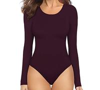 MANGOPOP - Tuta da donna con scollo rotondo, maniche corte, maniche lunghe - - XS