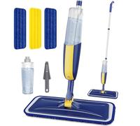 MANGOTIME Scopa Lavapavimenti a Spruzzo - Mocio Spray Mop Lavapavimenti Scopa con Spruzzino Lavapavimento Professionale Lavare Mop Pavimenti con 3 Cuscinetti Riutilizzabili in Microfibra