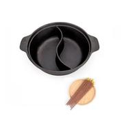MANHANDIAO Cast Iron Hot Pot with Divider,Dual-Sided 12,5 inch Shabu Pot, Gas Stove, Black