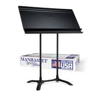 MANHASSET - 5401 LEGGIO DA ORCHESTRA NERO QUATTRO PAGINE PER DIREZIONE, Base Ampia e Stabile con Doppia Asta di Appoggio, Vano Inferiore per Accessori Integrato, Colore Nero