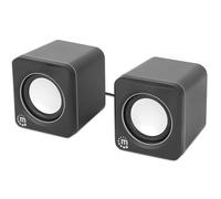 Manhattan 102704 - Altoparlante stereo 2.0 per PC o laptop, ingresso USB, alimentazione USB, 1 paia, adattatore USB-C/USB-A, nero