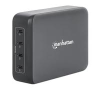 Manhattan 102728 adattatore e invertitore Nero (4 PORT MAINS 240W USB-C - CHARGER-FOR ALL LAPTOPS EACH POR)
