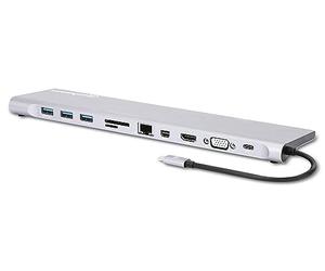 Manhattan 130578 USB-C™ monitor triplo 11 in 1 con MST