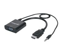 Manhattan 151559 cavo e adattatore video 0,3 m HDMI + 3.5mm VGA (D-Sub) Nero NEW