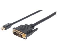 MANHATTAN 152150 ADAPTADOR DE Cable DE VÍDEO 1,8 M Mini DISPLAYPORT DVI-D Negro