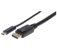 Manhattan USB-C to DisplayPort Cable, 4K@60Hz, 2m, Male to Male, Black, Three Ye
