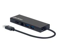 Manhattan 152846 replicatore di porte e docking station per laptop USB tipo A Nero (USB-A DOCK/HUB 5-PORT- - HDMI/USB-C/NETWORK/2X USB-A) - Nouvo