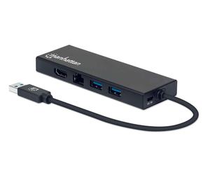 Manhattan 152846 replicatore di porte e docking station per laptop USB tipo A Nero (USB-A DOCK/HUB 5-PORT- - HDMI/USB-C/NETWORK/2X USB-A) - Nouvo