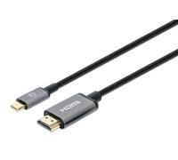 Manhattan 153591 cavo e adattatore video 1 m HDMI tipo A (Standard) USB tipo-C Nero, Grigio