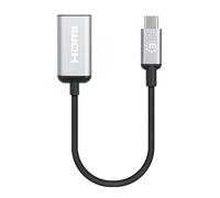 Manhatten - Adattatore da USB-C a HDMI USB 3.2 tipo C a presa HDMI, convertitore attivo, in alluminio, 15 cm, colore: Nero