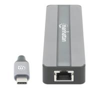 Manhattan 153928 replicatore di porte e docking station per notebook Cablato USB 3.2 Gen 1 (3.1 Gen 1) Type-C Nero, Argento