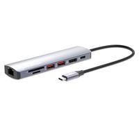 Manhattan 153966 replicatore di porte e docking station per laptop Cablato USB 3.2 Gen 2 [3.1 Gen 2] Type-C Argento (USB-C DOCK/HUB/READER 5-PORT- - ENET/HDMI/USB-A[X2]/USB-C/PD100) - Nouvo