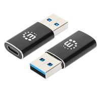 Manhattan Adattatore USB A > C 153980 – USB 3.2 Gen 2 10Gbps SuperSpeed+ Alluminio Nero
