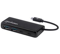 Manhattan 164894 4 porte USB 3.2 Gen 1 Hub USB-C maschio a 2 x USB-A femmina e 2 x USB-C femmina, velocità di trasferimento dati 5 Gbps, alimentazione tramite USB, colore: Nero