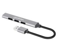 Manhattan 168427 hub di interfaccia USB 3.2 Gen 1 [3.1 Gen 1] Type-A 5000 Mbit/s Grigio (USB-A 4-PORT HUB- - 1X USB 3.0 AND 3X NEW