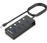 Manhattan 180887 Hub USB 3.2 Gen 1 a 4 Porte Type-A con Interruttori per Singola Porta Nero