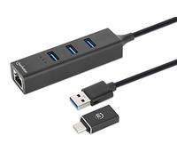Manhattan 180894 hub di interfaccia USB 3.2 Gen 1 [3.1 Gen 1] Type-A + Type-C 5000 Mbit/s Nero (USB-A DOCK/HUB 4-PORT- - ETHERNET/USB-A[X3])