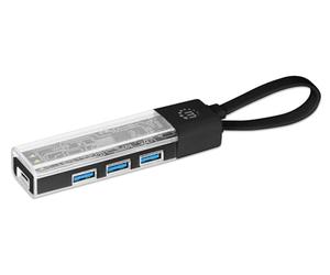 Manhattan 181013 Hub Combo USB 3.2 USB-C™ e USB-A 4 Porte Nero Trasparente Nero