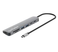 Manhattan 190442 replicatore di porte e docking station per laptop Cablato USB 3.2 Gen 1 [3.1 Gen 1] Type-C Grigio (Manhattan 190442 dockingstation Lednin)