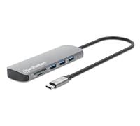 Manhattan 190459 replicatore di Porte e Docking Station per Laptop Cablato USB 3.2 Gen 1 (3.1 Gen 1) Type-C Grigio