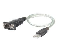 Manhattan 205146 Grigio 0,45 m USB A Serial/COM/RS232/DB9 Maschio Maschio