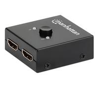 Manhattan 207850 - Splitter/switch 4K bidirezionale HDMI a 2 porte 4K 30Hz, selezione manuale, colore: Nero passivo