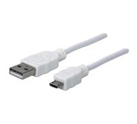 Manhattan 323987 cavo USB 1 m USB 2.0 USB A Micro-USB B Bianco NEW