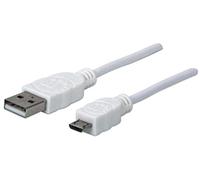 Manhattan 324069 Cavo di Collegamento (Hi Speed USB 2.0 a Maschio/USB Micro B Maschio), 1,8 m Bianco