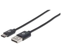 Manhattan 354912 0.5m USB A USB C Male Male Black USB Cable - USB Cables (0.5 m, USB A, USB C, 2.0, 480 Mbit/s, Black)