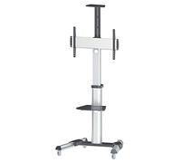 Manhattan 461245 - Supporto universale per TV Multimedia su ruote per schermi da 37" a 70" (supporto per fotocamera fino a 50 kg e ripiano AV rimovibile), colore: Nero/Argento