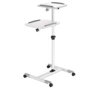 MANHATTAN 461726 Supporto di Carrello per Proiettori e Laptops, Due vassoi per dispositivi Fino a 10 kg Ogni Una, inclinazione di - / + 35°, Giro a 360°, Altezza Regolabile